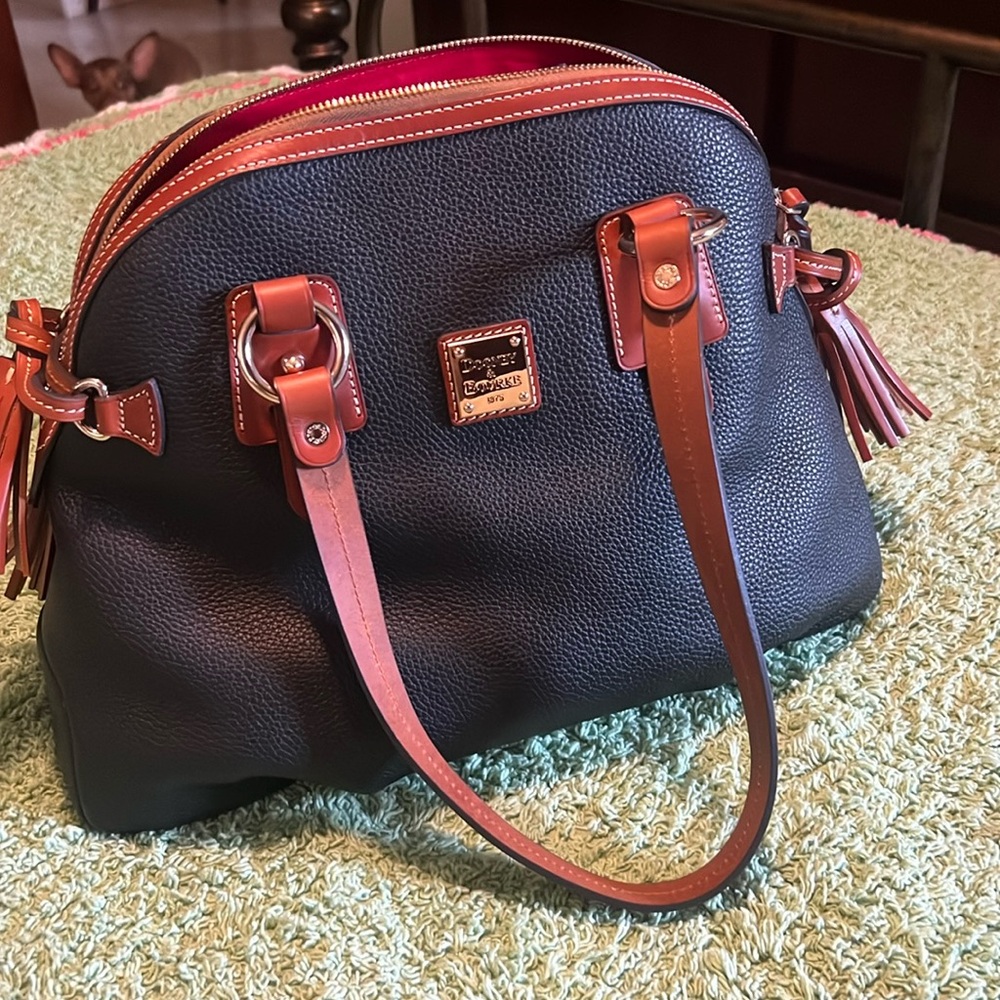 Dooney & Bourke Pebble Grain Black Leather Domed Satchel New W/O Tags